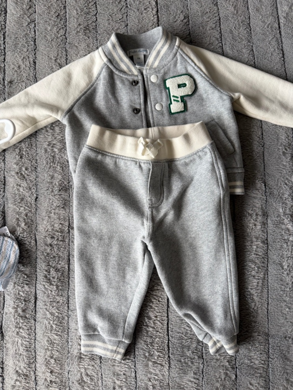 Polo by Ralph Lauren Gray and Cream Kids Matching Set